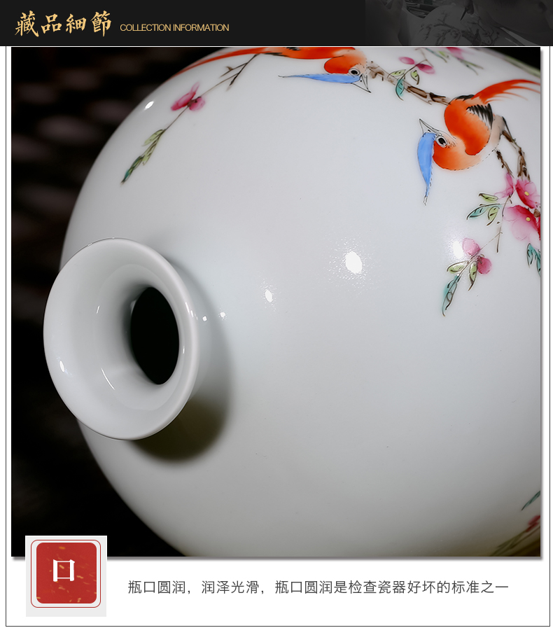 Jingdezhen ceramics famous hand - made powder enamel vase flower arranging Chinese style living room home furnishing articles