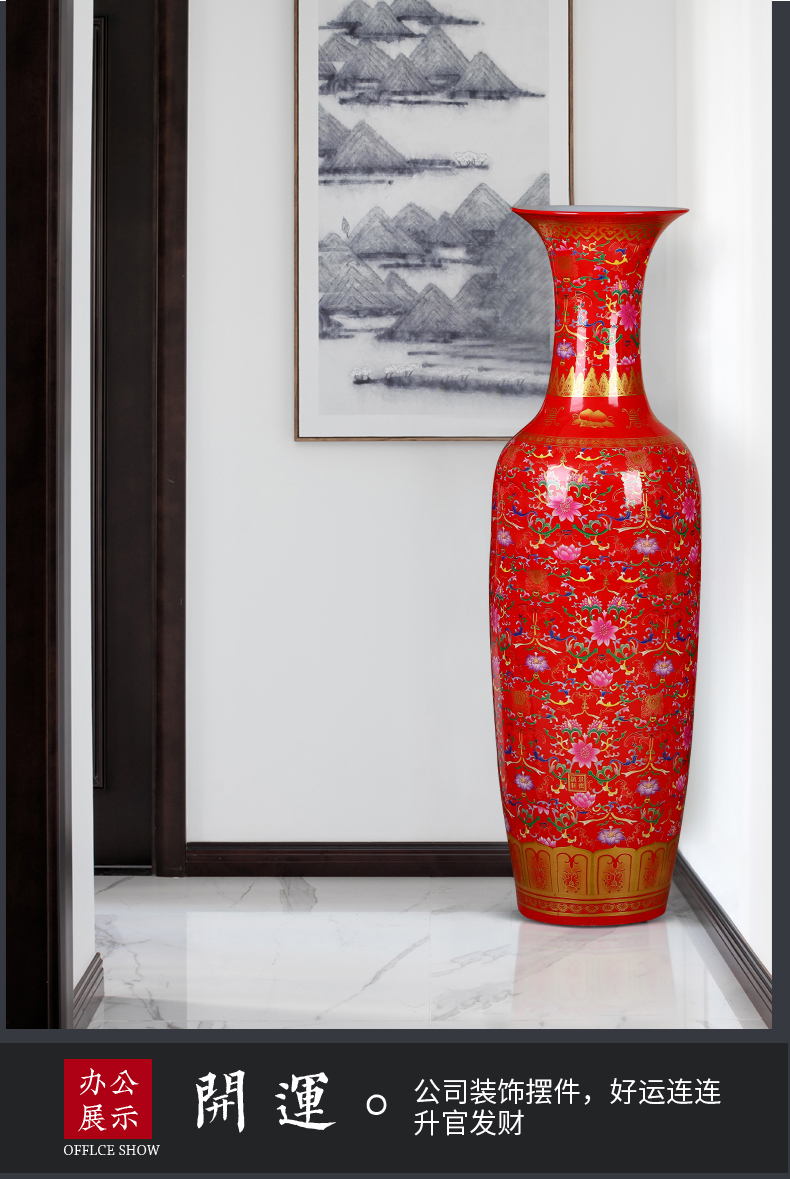 Large Chinese jingdezhen ceramics bound lotus flower vase of Large sitting room decoration to the hotel opening to heavy furnishing articles