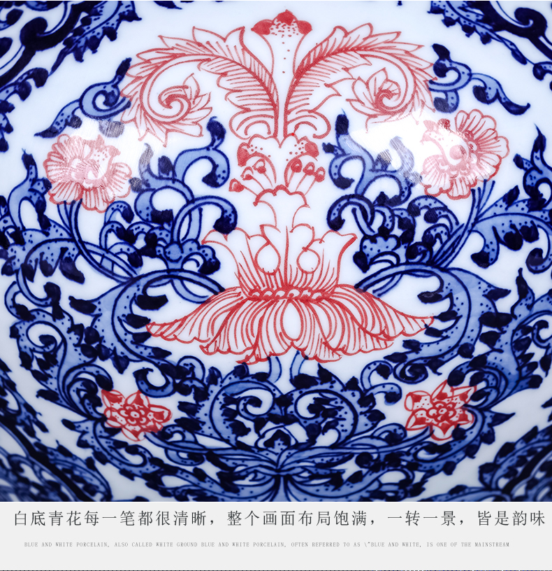 Jingdezhen ceramics imitation qianlong hand - made of blue and white porcelain vases, flower arranging new Chinese style living room TV cabinet decorative furnishing articles