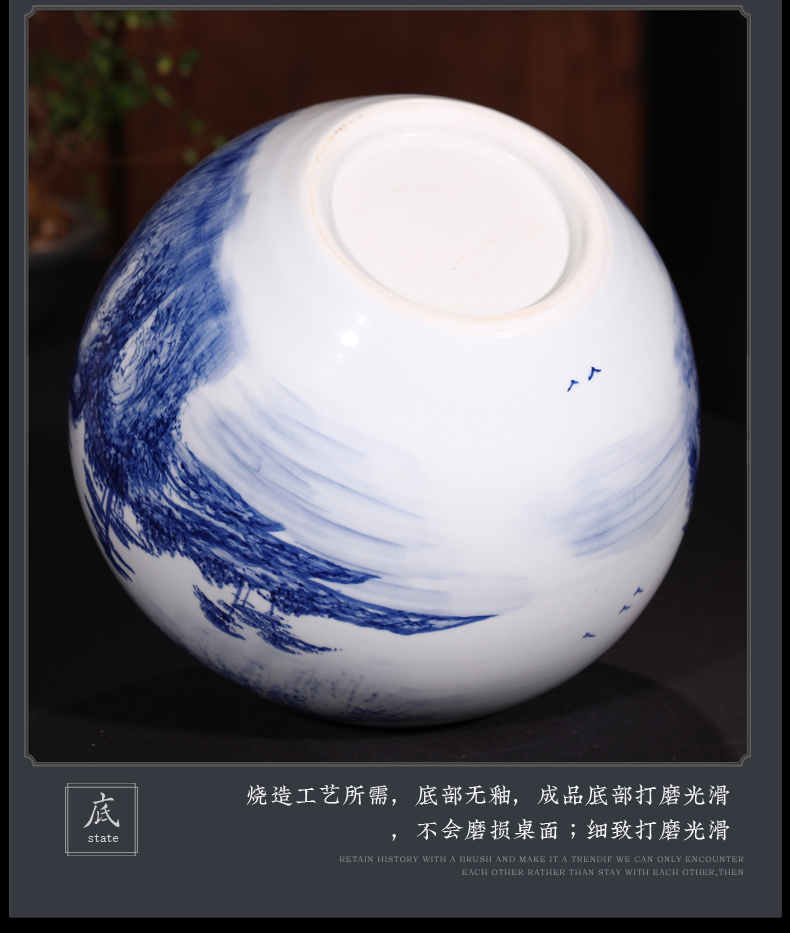 Jingdezhen ceramics hand - made antique Chinese blue and white porcelain vases, flower arrangement sitting room pomegranate bottles of rich ancient frame furnishing articles