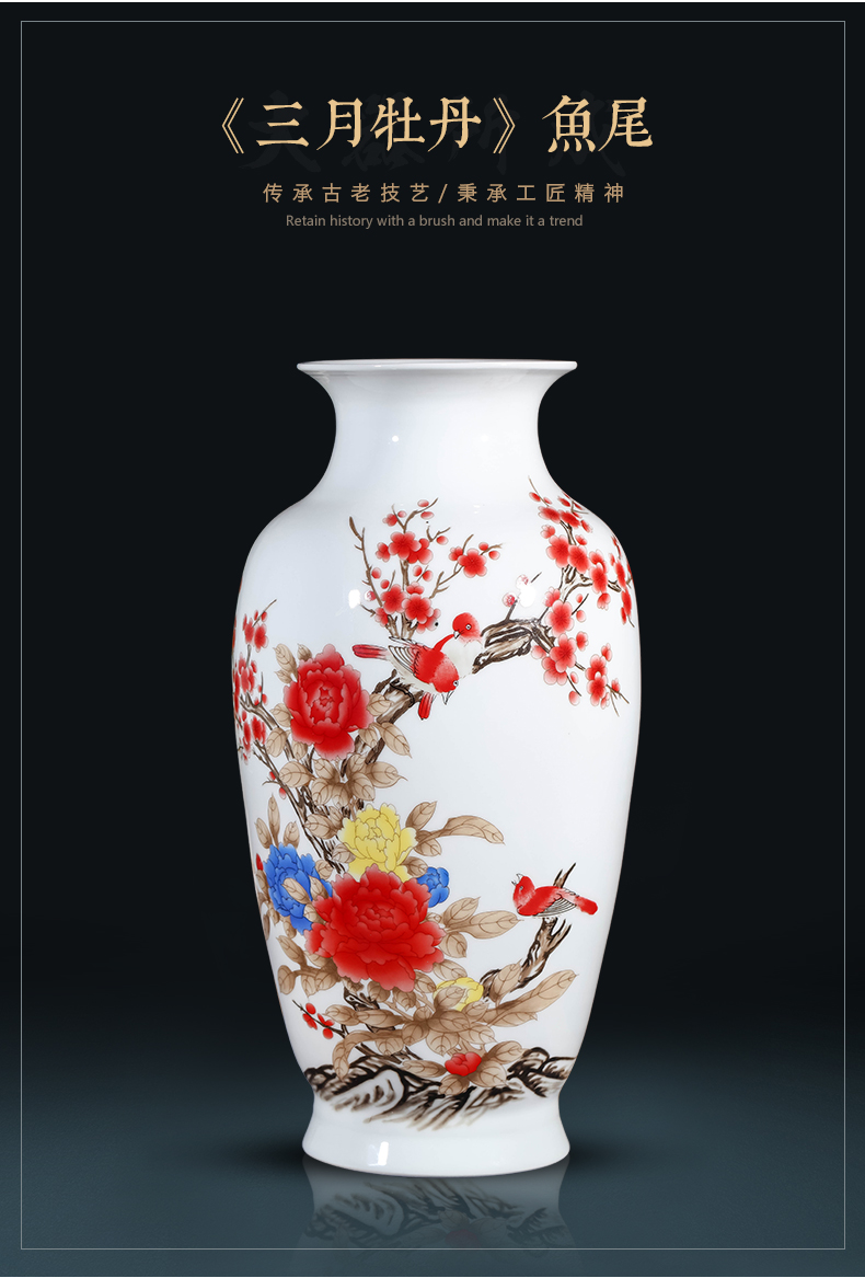 Jingdezhen ceramics powder enamel vase furnishing articles flower arranging rich ancient frame of Chinese style household wine sitting room adornment