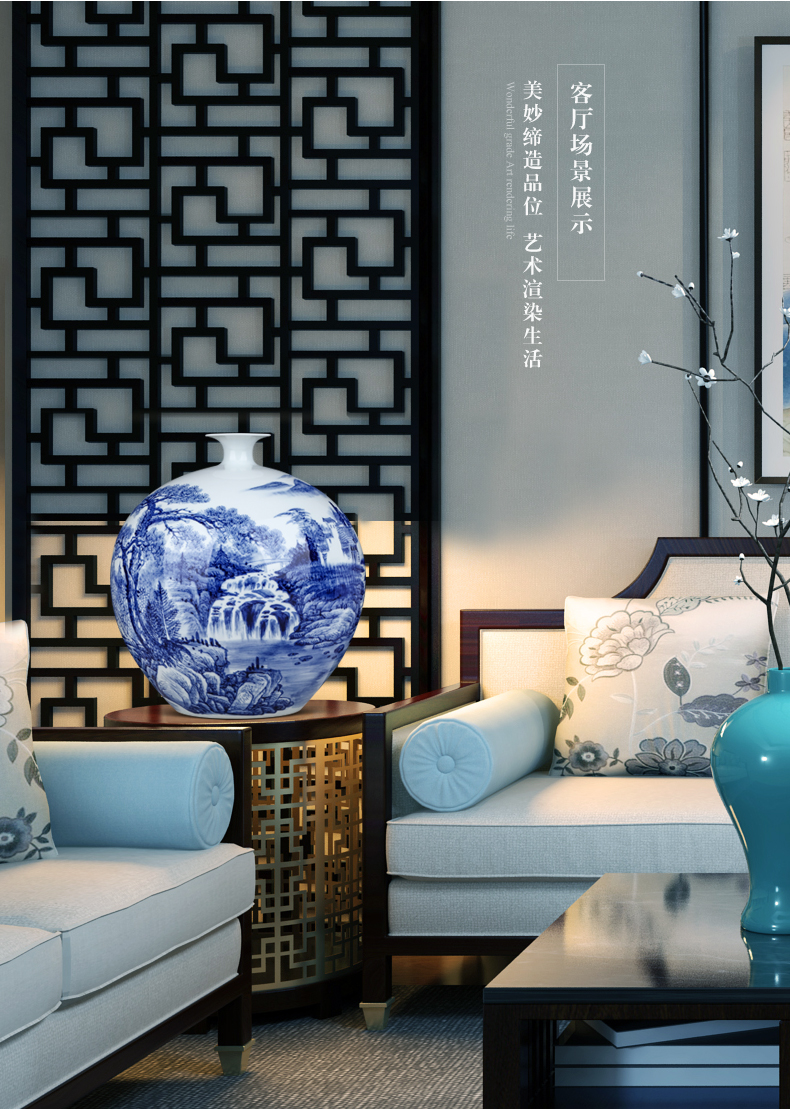 Jingdezhen ceramics vase furnishing articles by hand - made pomegranate bottles of Chinese style living room home flower arranging wine accessories