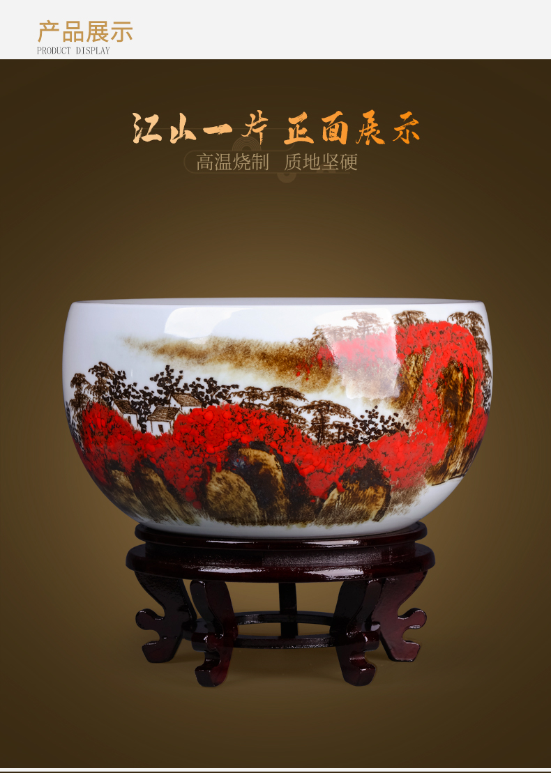 Jingdezhen ceramics basin bowl lotus lotus feng shui plutus aquarium large fish of new Chinese style adornment furnishing articles