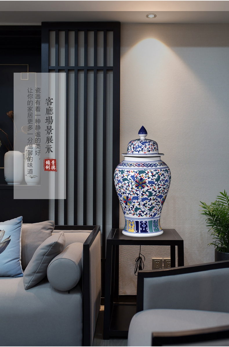 Jingdezhen ceramics craft ideas the general pot of blue and white porcelain vase furnishing articles of new Chinese style decoration large living room