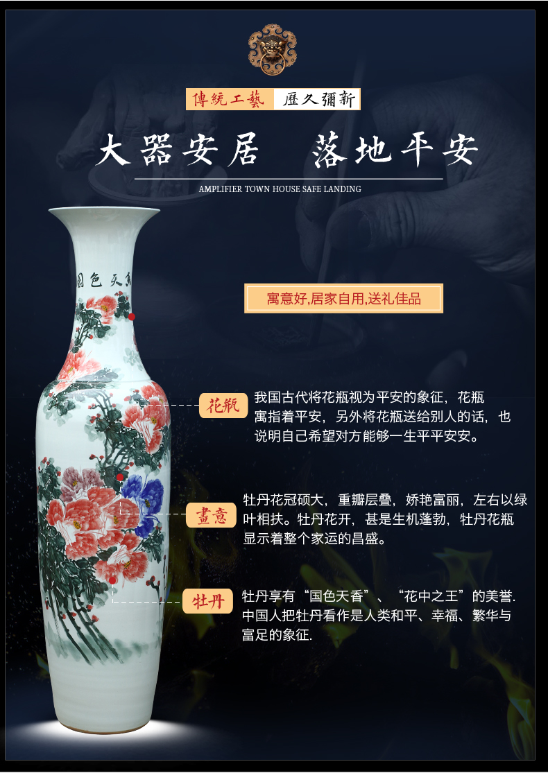 Jingdezhen ceramics very beautiful hand - made large vases, Chinese style living room decorations the opened a housewarming gift