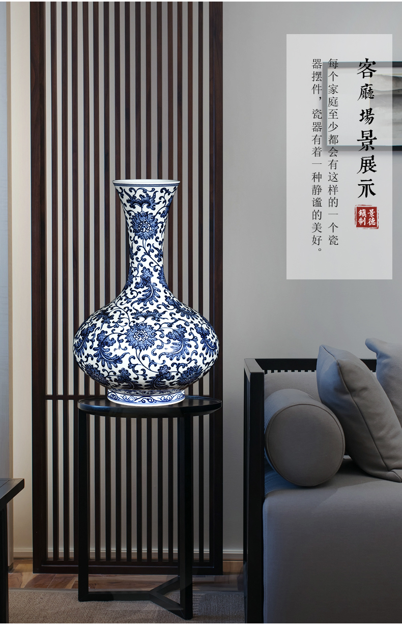 Jingdezhen ceramics hand - made archaize furnishing articles flower arranging Chinese style living room home wine ark, adornment blue and white porcelain vase