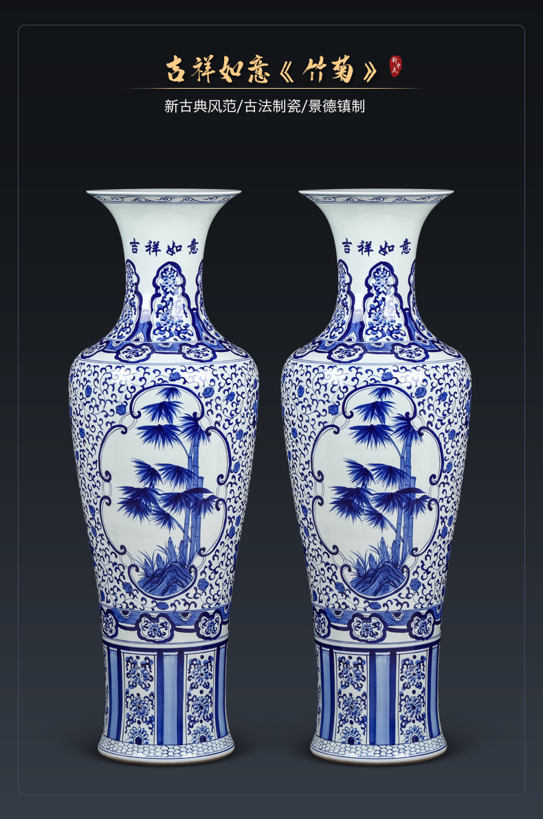 Jingdezhen ceramics bound lotus flower of large vases, Chinese style living room porch household act the role ofing is tasted great place of blue and white porcelain