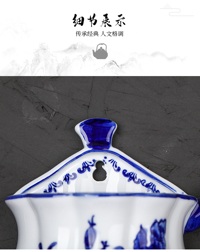 Sitting room sofa background wall hang modern new Chinese style porch creative metope adornment blue and white porcelain vase wall act the role ofing