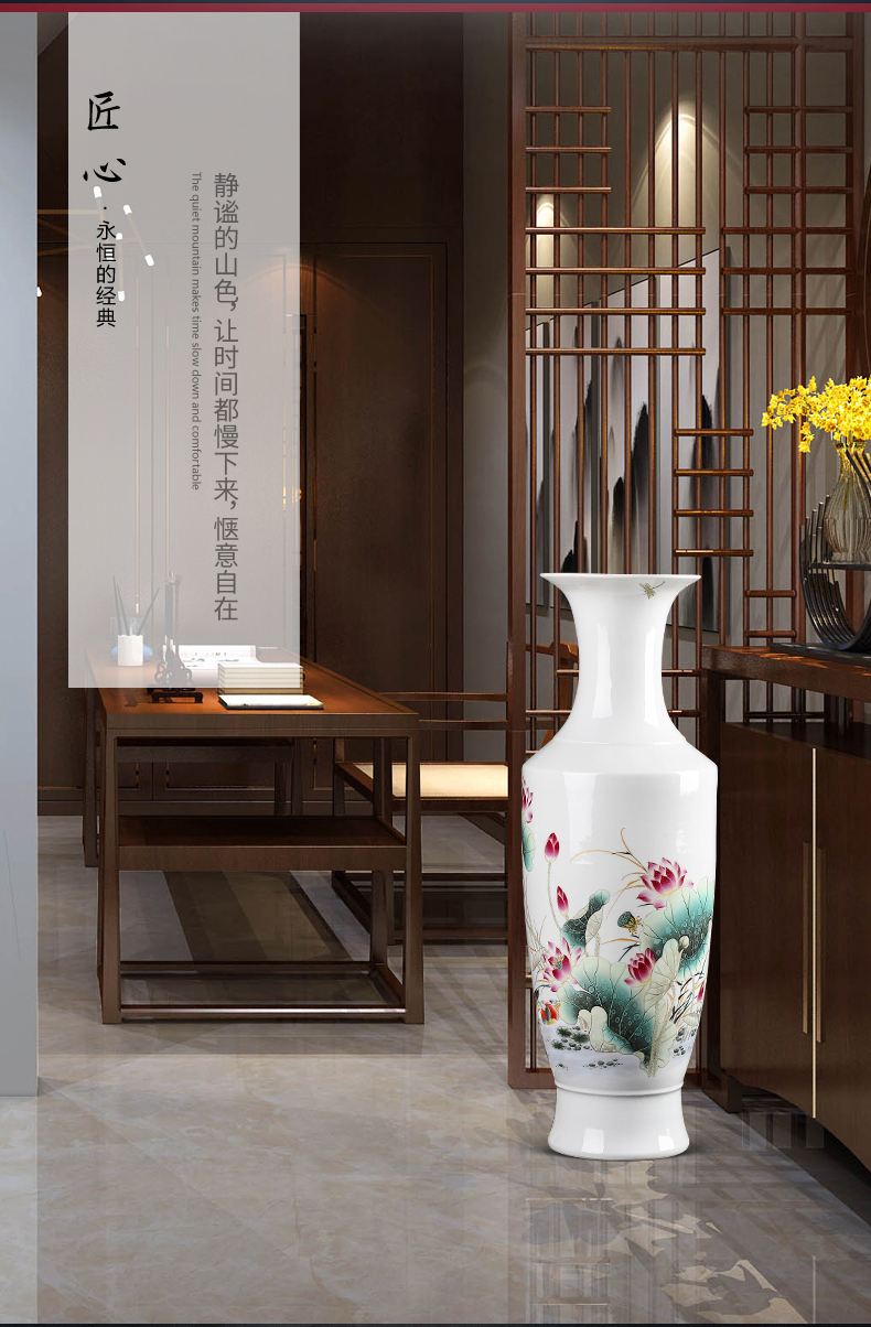 Jingdezhen ceramic floor big vase furnishing articles Chinese flower arranging porcelain home TV ark adornment large living room