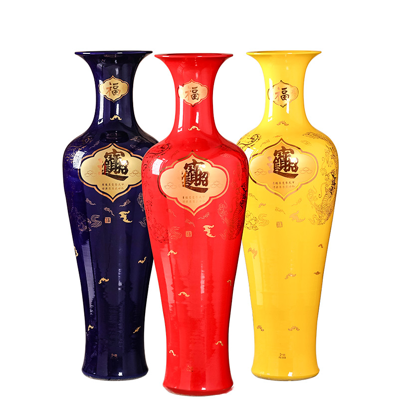 Jingdezhen ceramics China red large vase furnishing articles hotel to heavy Chinese style household act the role ofing is tasted a large living room