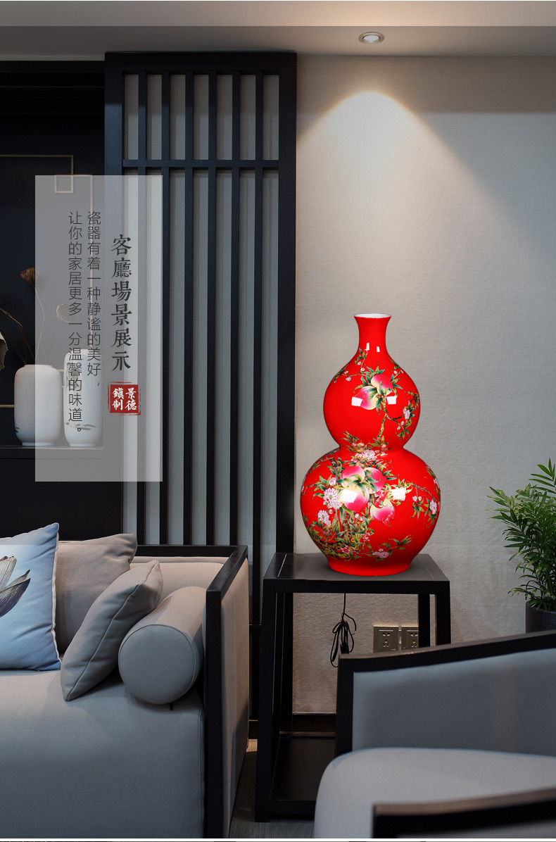 Jingdezhen ceramics live figure ground gourd vases large feng shui living room home furnishing articles