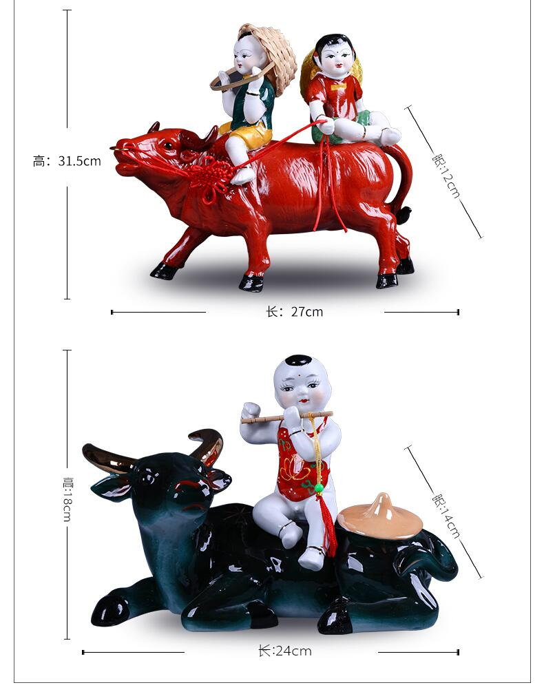 Jingdezhen ceramics furnishing articles home wine TV ark adornment of I sitting room boy ride to arts and crafts