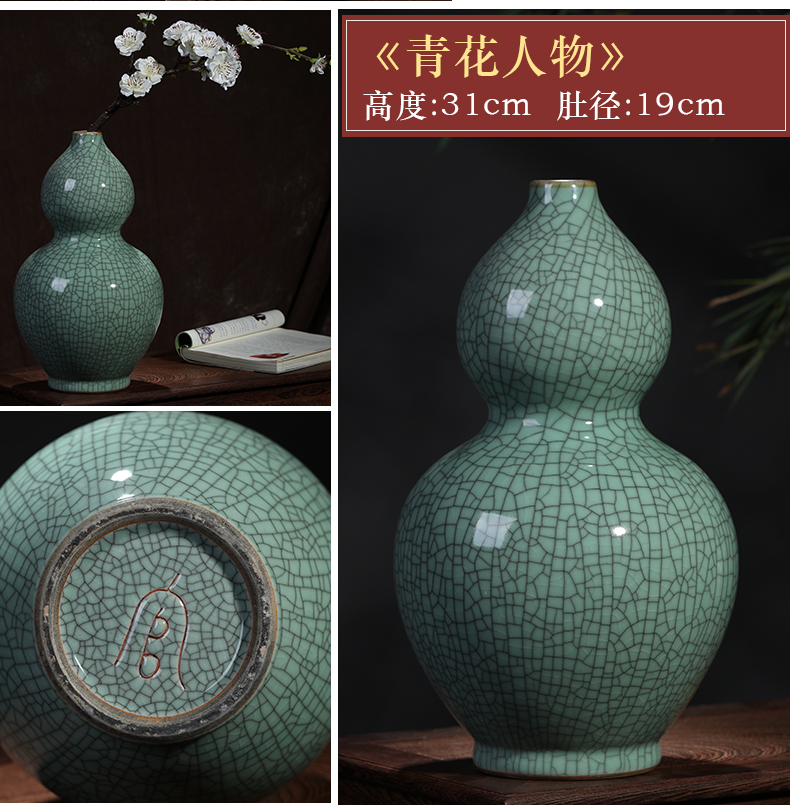 Jingdezhen ceramics vase guanyao Chinese style household furnishing articles flower arranging archaize sitting room TV cabinet decorative arts and crafts