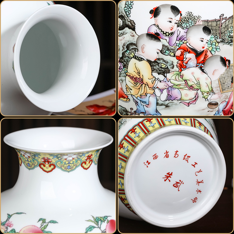 Jingdezhen ceramics powder enamel vase furnishing articles of new Chinese style household adornment rich ancient frame antique handicraft sitting room