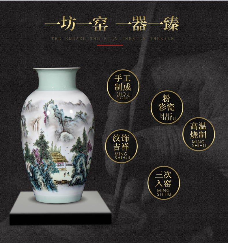 Jingdezhen ceramic vase furnishing articles sitting room flower arranging landscape painting Chinese porcelain home wine cabinet TV ark, adornment