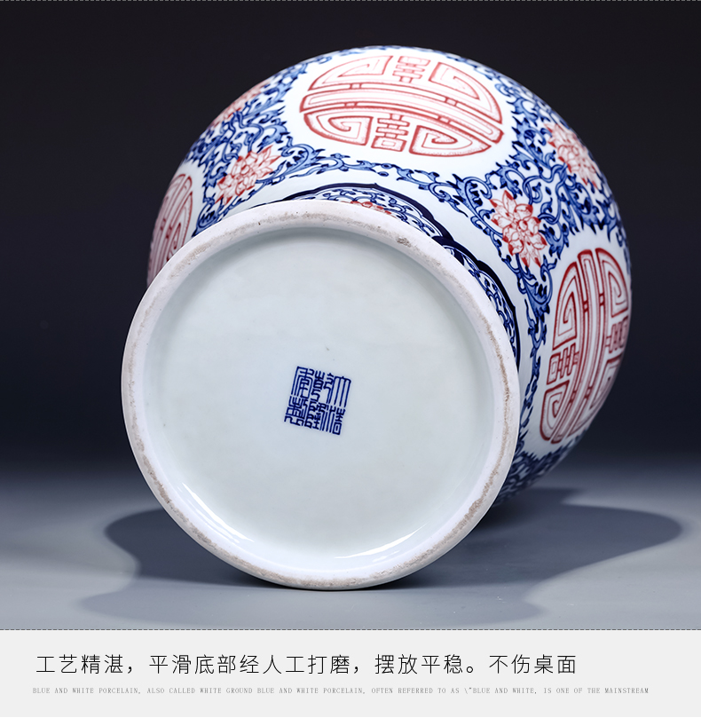 Jingdezhen ceramics hand - made general blue and white porcelain jar storage jar of new Chinese style restoring ancient ways is the sitting room adornment is placed