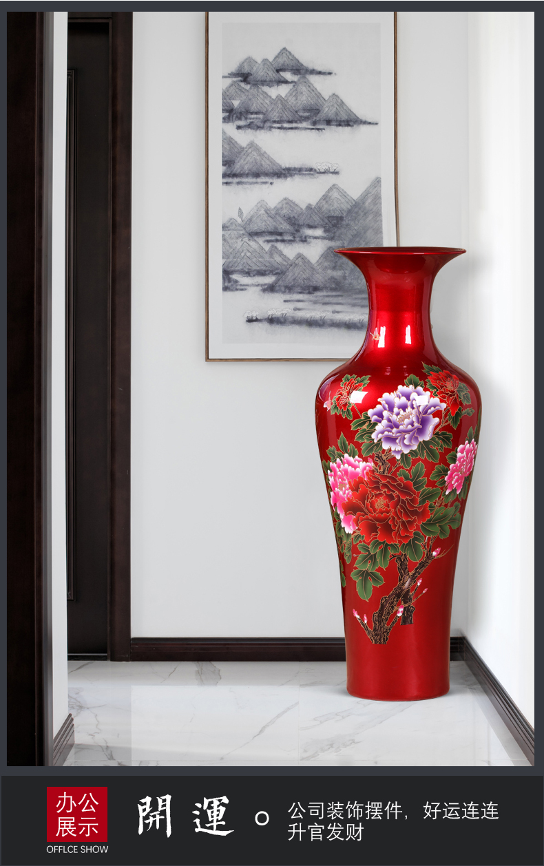 Jingdezhen ceramics peony of large vases, furnishing articles of modern Chinese style hotel opening gifts sitting room adornment