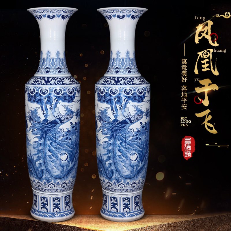 Jingdezhen ceramics hand - made large blue and white porcelain vase to heavy archaize hotel opening gifts large furnishing articles