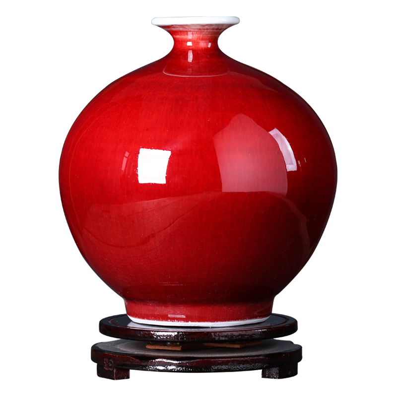 Jingdezhen ceramics modern Chinese antique ruby red vase furnishing articles flower arranging home sitting room TV cabinet decoration