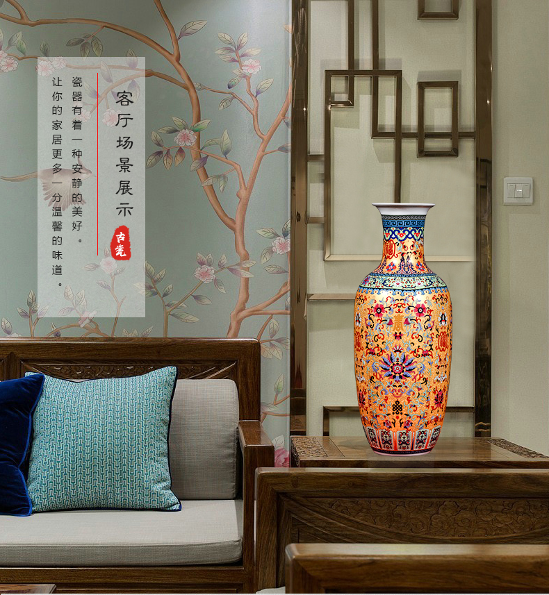 Jingdezhen ceramics of large vases, flower arrangement of modern Chinese style living room TV wine porch decoration furnishing articles