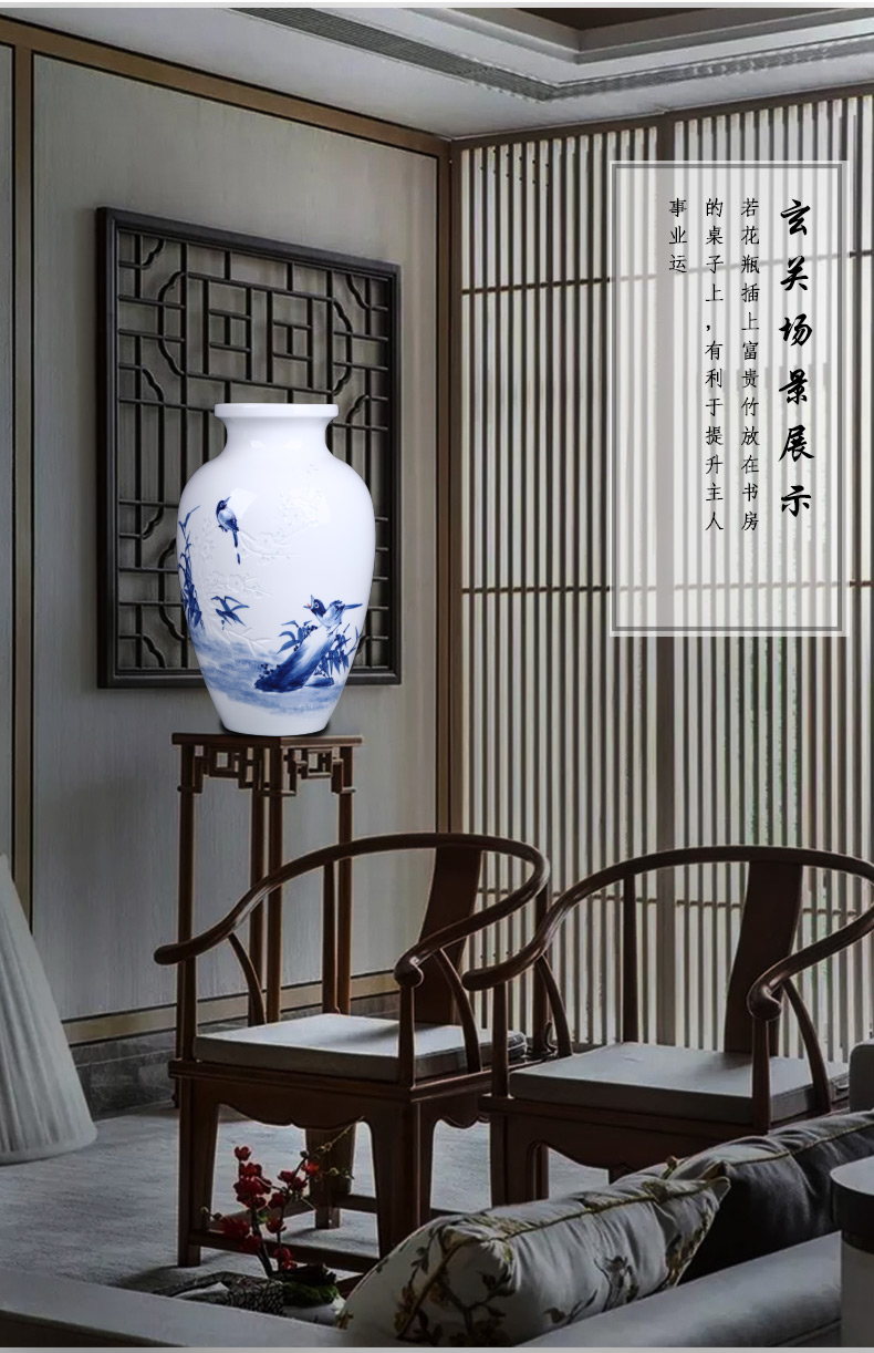 Jingdezhen ceramics hand - carved thin foetus beaming vases, flower arrangement sitting room adornment exquisite furnishing articles