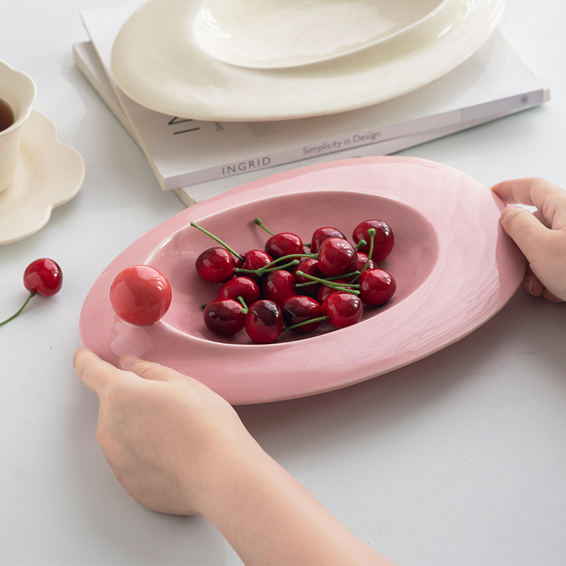 Miko Home Light Lavish Cream Wind Ceramic Fruit Tray Home Living Room Tea Table Advanced Sensation Creative Snacks Dried Fruits-Taobao