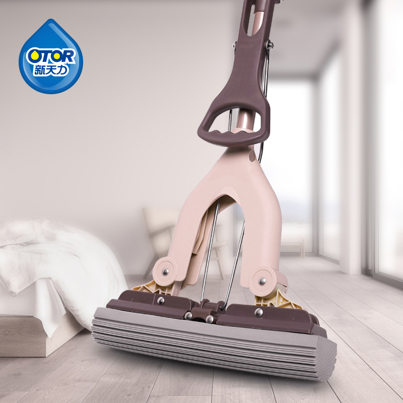 Collapsible Sponge Mop for Home Use, Small Size, Absorbent, Extendable, Hands-Free Washing, One-Step Cleaning
