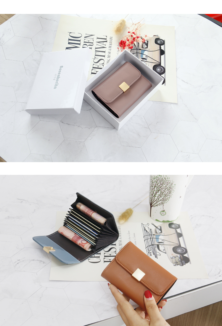 MOCHO 2019 gói thẻ da mới nhiều thẻ nhỏ túi nữ đơn giản thẻ mini clip nhỏ gọn gói thẻ organ - Chủ thẻ ví đựng thẻ minni kháng nước