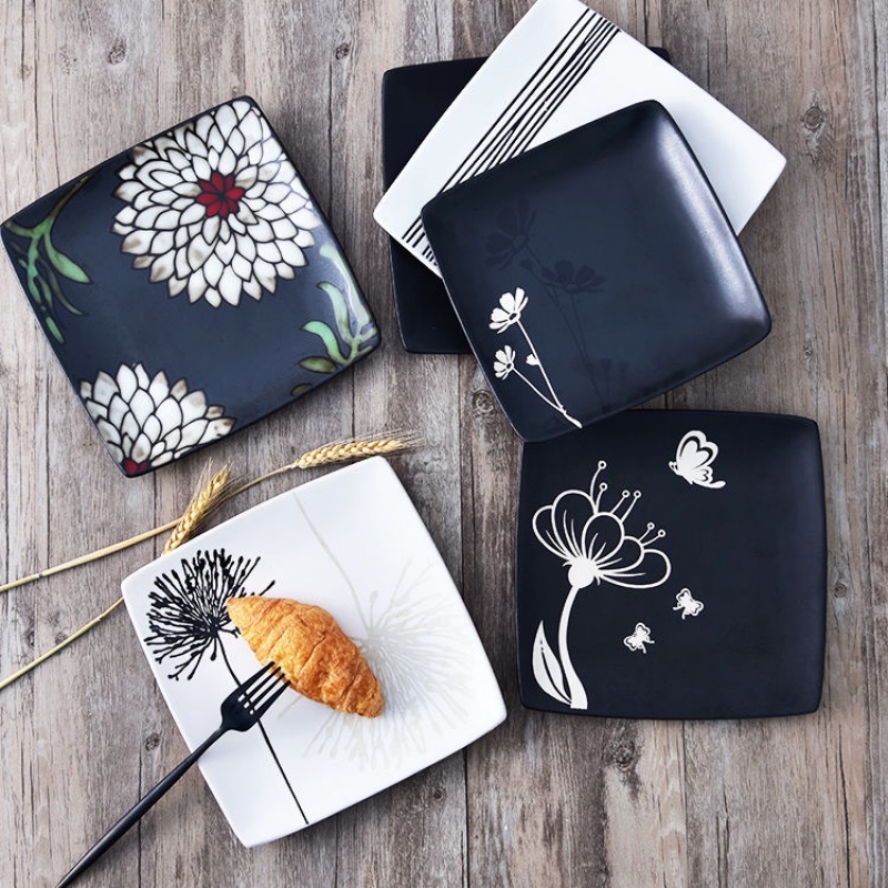 Ceramic dish vegetable dish plates steak Japanese tableware creative household dinner plate hand - made breakfast dishes