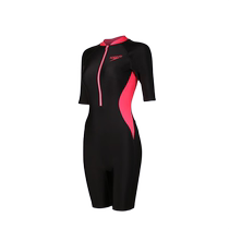 Speedo Speedo swimsuit womens short-sleeved sunscreen one-piece belly-covering slimming training swimsuit training hot spring swimsuit