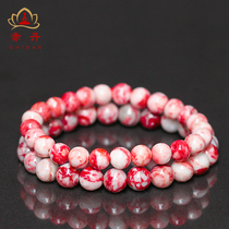  Cinnabar original ore bracelet chicken bloodstone simple temperament round beads for men and women this year of life cinnabar bracelet