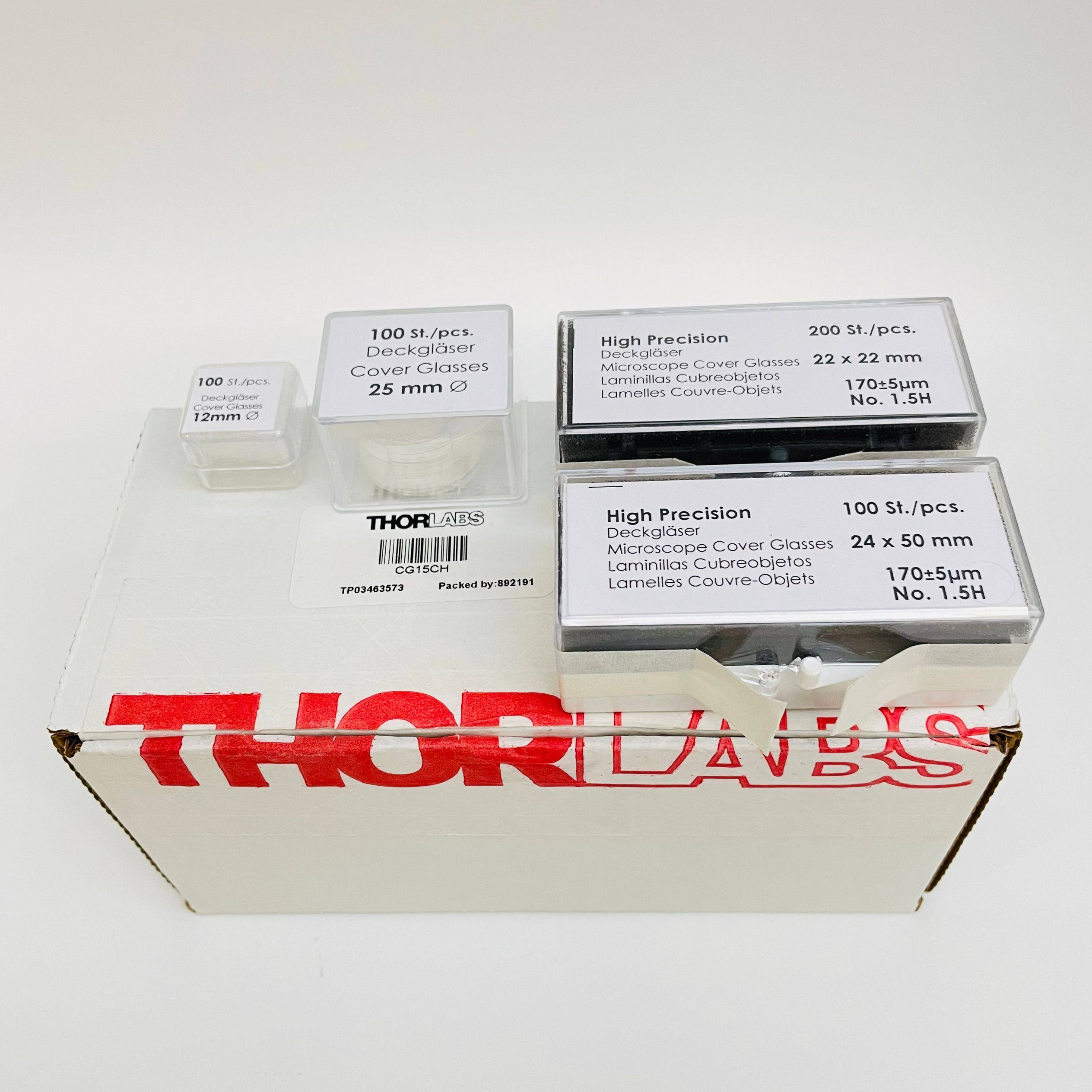 Thorlabs原装进口High Precision精密盖玻片22x22mm高精度NO.1.5H