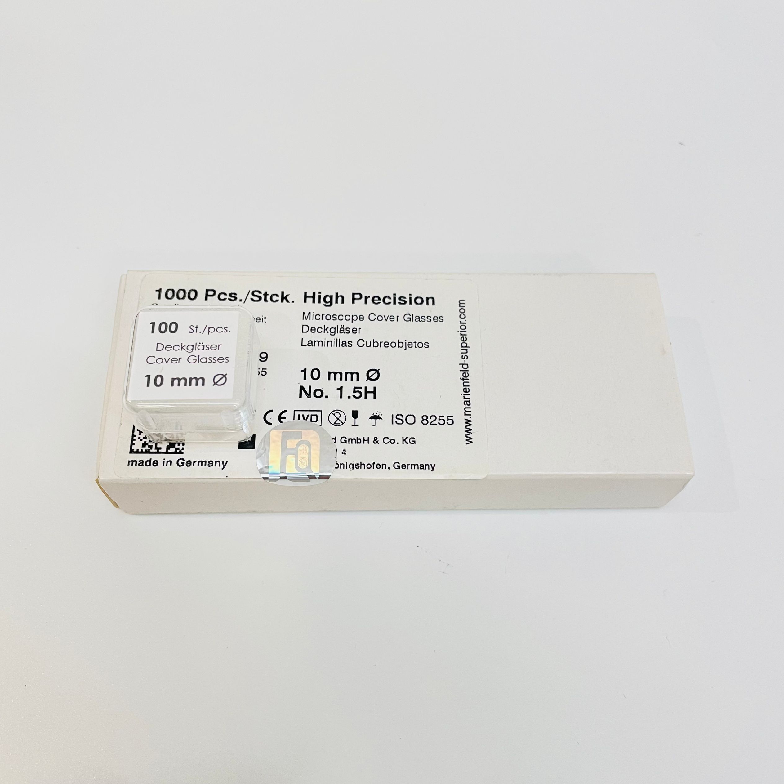 德国进口Deckglaser High Precision高精度圆形10mm盖玻片NO.1.5H