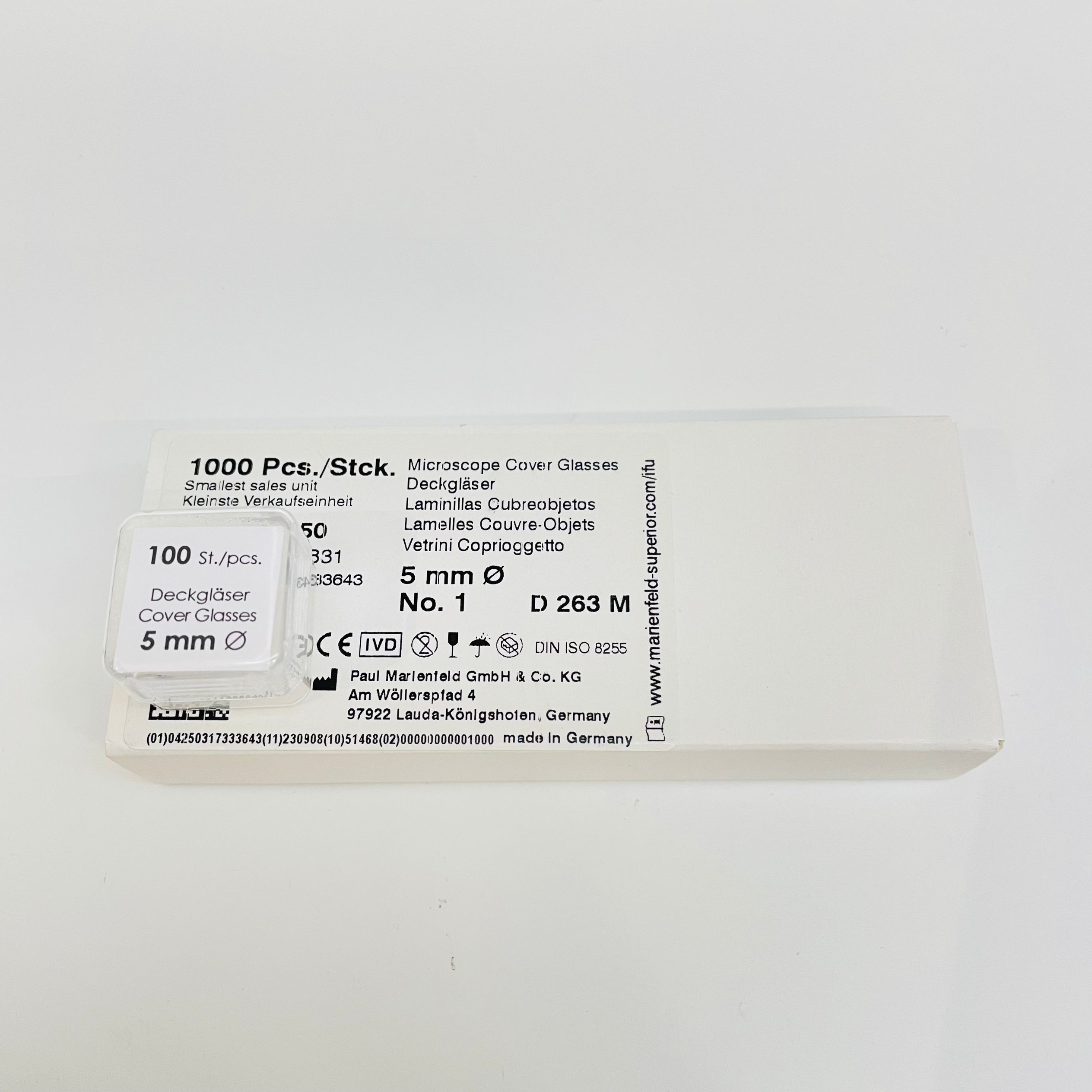 进口Marienfeld圆形盖玻片5mm细胞培养CS-5R荧光成像#1号厚640700