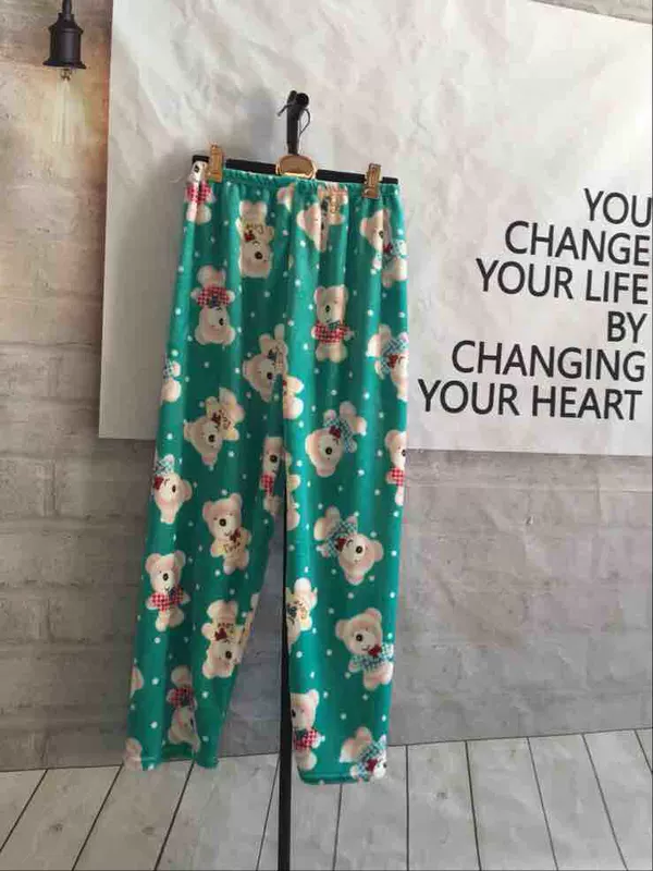 Mùa thu và mùa đông ấm áp lông cừu san hô nhà quần nam và nữ ngủ quần sống đồ ngủ mới