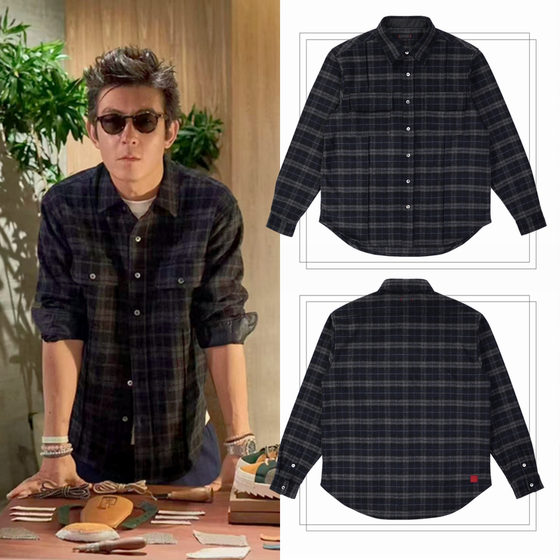 Jinfan Chen Guanxi's Trendy Brand Same Style Wool Plaid Long-Sleeve Shirt for Men, Autumn and Winter Thick Coat, Loose Shirt Jacket