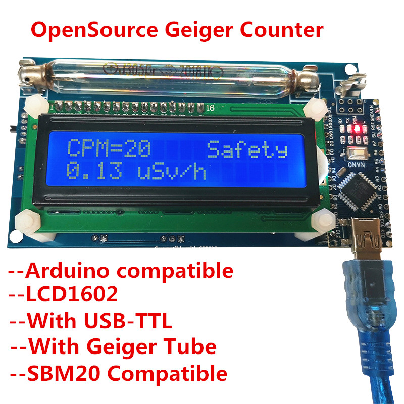 DIY open source Geiger counter kit module Miller tube GM tube detector radii LCD