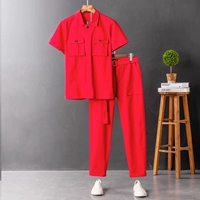 Красный, раздельный, короткий рукав