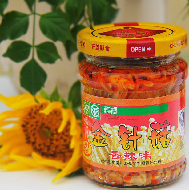 Grain Savory Spicy Golden Needle Mushrooms 155g Bottled Sichuan Taste Spicy Leftover Food Vegetable Canned Ready-to-eat 6 Cans