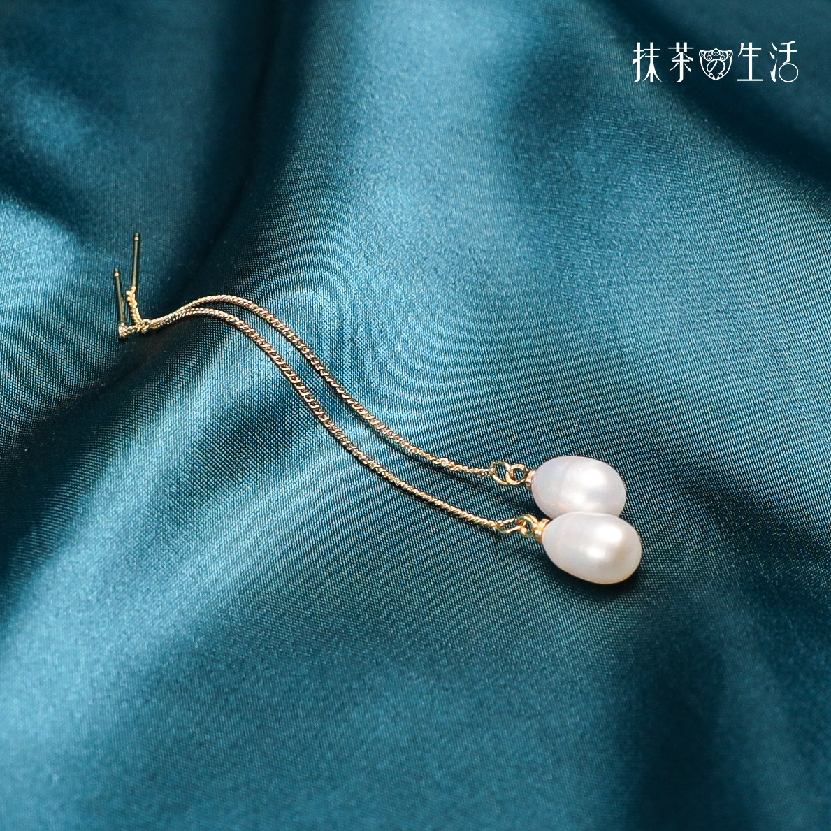 Natural Freshwater Pearl Earnail Female 18k Cast Gold Flow Su Goddess Fan temperament Highlight Irregular Ear Necklace Pendant