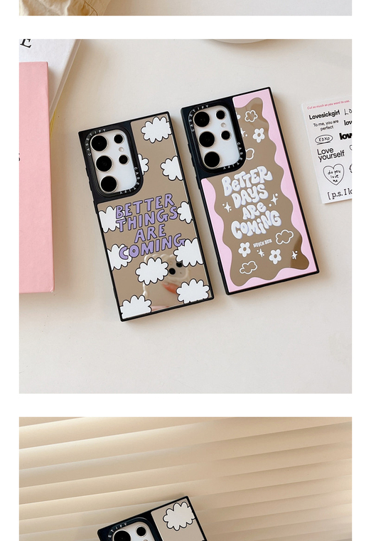Better Things Coming Reflection Mirror S23, S23 Plus, S23 Ultra Flower Girls , Cute Girls Samsung Phone Case