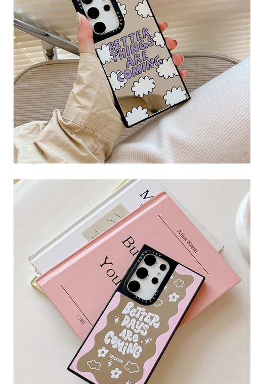 Better Things Coming Reflection Mirror S23, S23 Plus, S23 Ultra Flower Girls , Cute Girls Samsung Phone Case