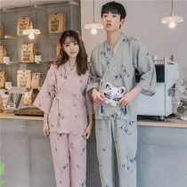 Couple pajamas spring Japanese style pure cotton gauze bamboo Chinese style loose home clothes for men and women spring