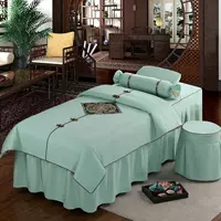 Зеленый, из хлопка и льна, с вышивкой