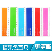 Japan uni Mitsubishi 15CM color ruler DJT15-200 xue sheng yong chi 15cm transparent thickened ruler
