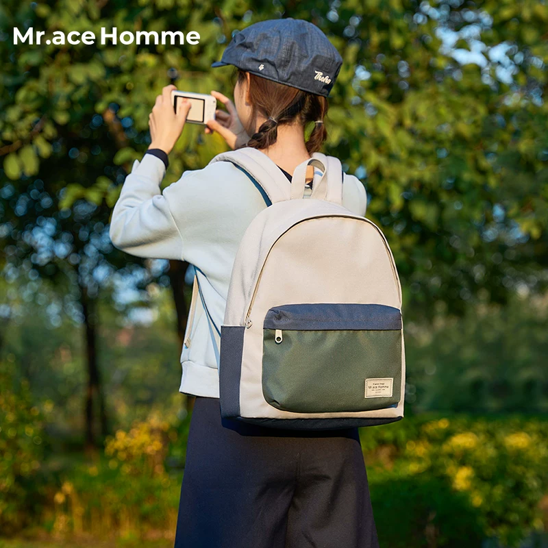 Коре-йский стиль вместительный рюкзак Mr.Ace Homme однотонный простой школьный рюкзак водостойкий