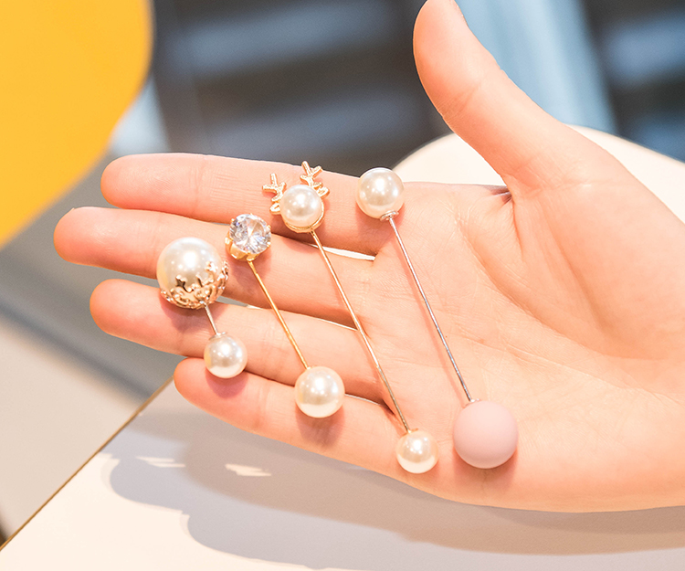 Nhật Bản và Hàn Quốc thời trang từ pin trâm pin chống ánh sáng hoang dã thực tế đôi đầu ngọc trai cardigan phụ kiện yếm ghim cài cổ áo sơ mi nam
