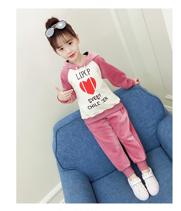 Bộ đồ bé gái mùa thu 2018 phong cách mới thời trang xuân hè nhung vàng cho bé và bé gái hai bộ quần áo trẻ em thủy triều shop đồ trẻ em
