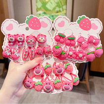 Korean version of cute childrens cartoon Strawberry Bear Sanrio hair tie hair rubber band hair rope headwear does not hurt hair set
