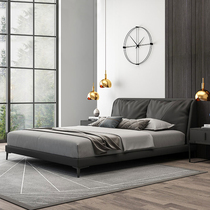 2022 new bed Italian minimalist soft light luxury bed designer leather bed modern minimalist and durable master bedroom wedding bed